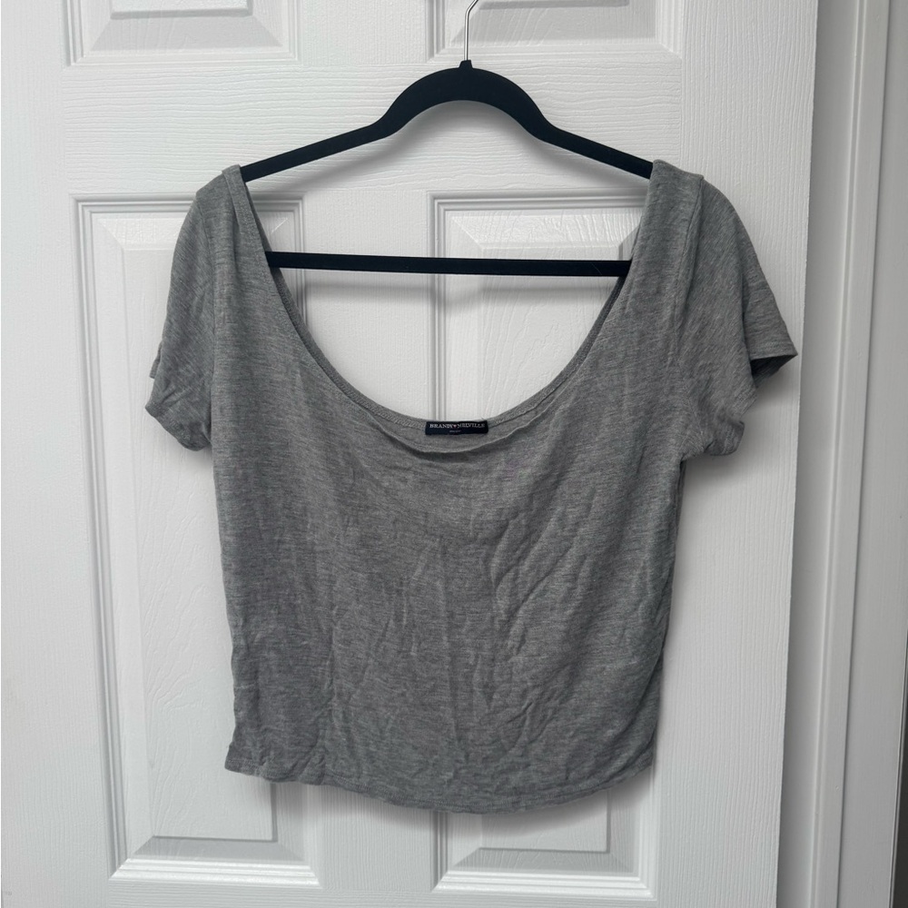 Brandy Melville Heather Gray Scoop Neck Crop Top